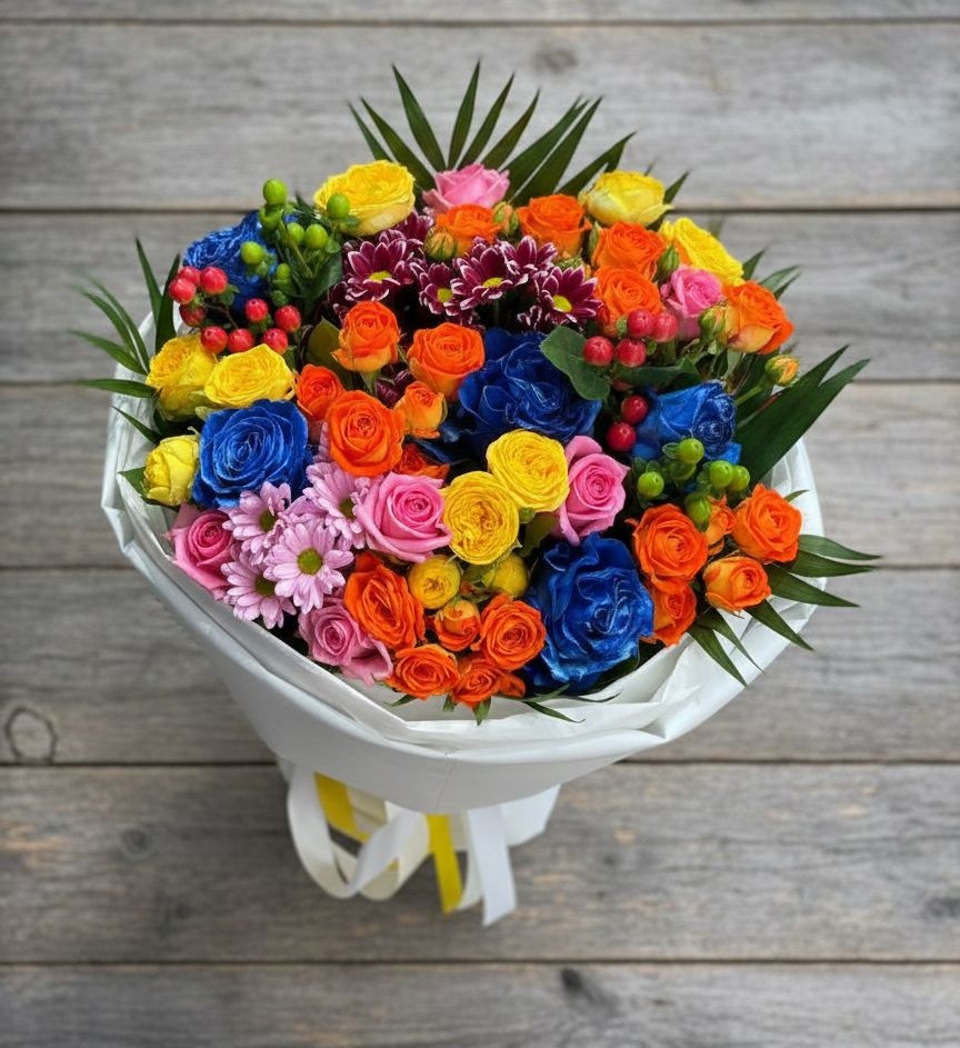 Букет цветов из: Розы и Хризантемы в Великий двор