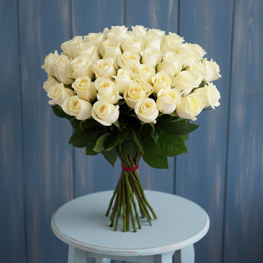 Букет 51 Белая роза Эдлесс Лав в Великий двор