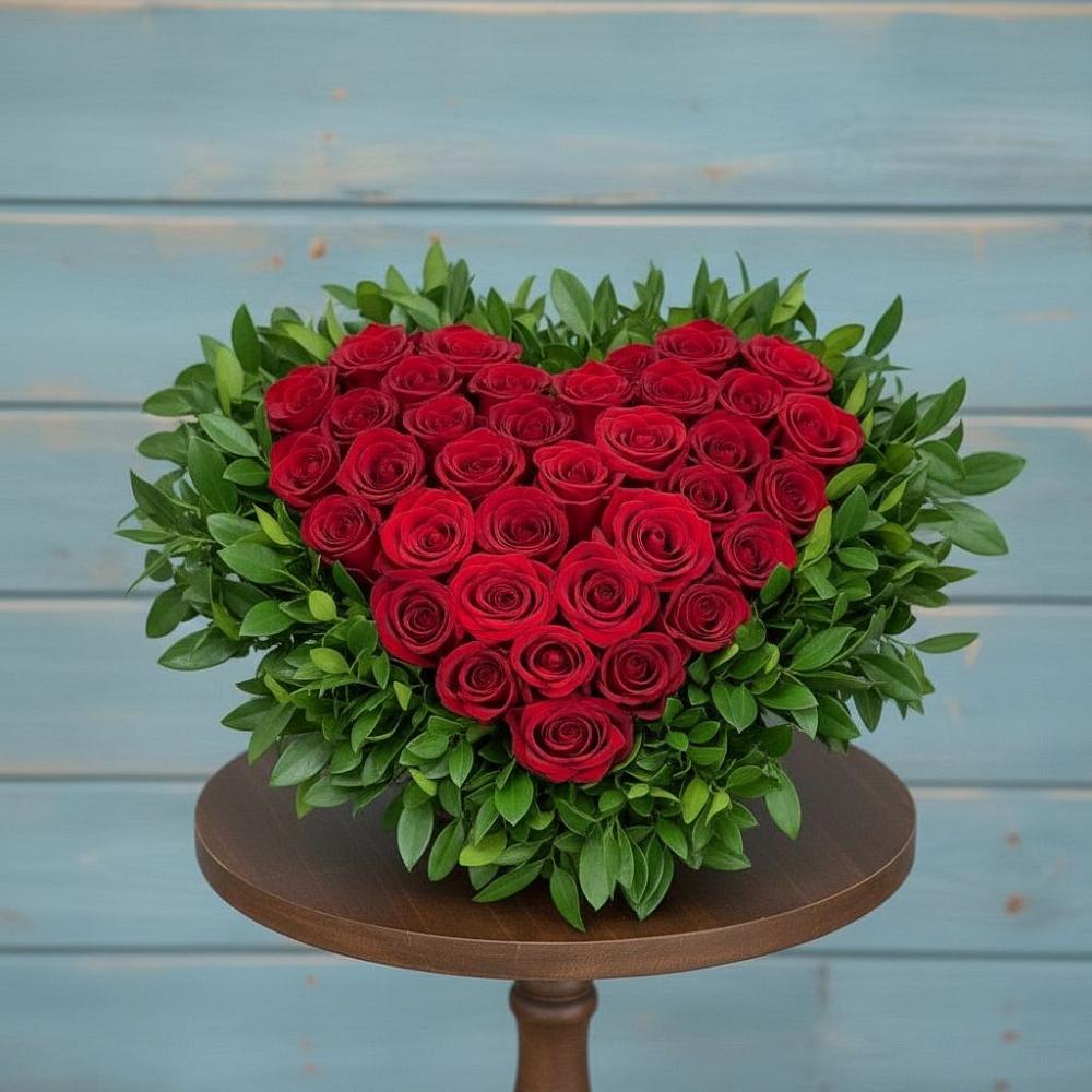 Цветочная композиция из Розы в виде сердца в Великий двор