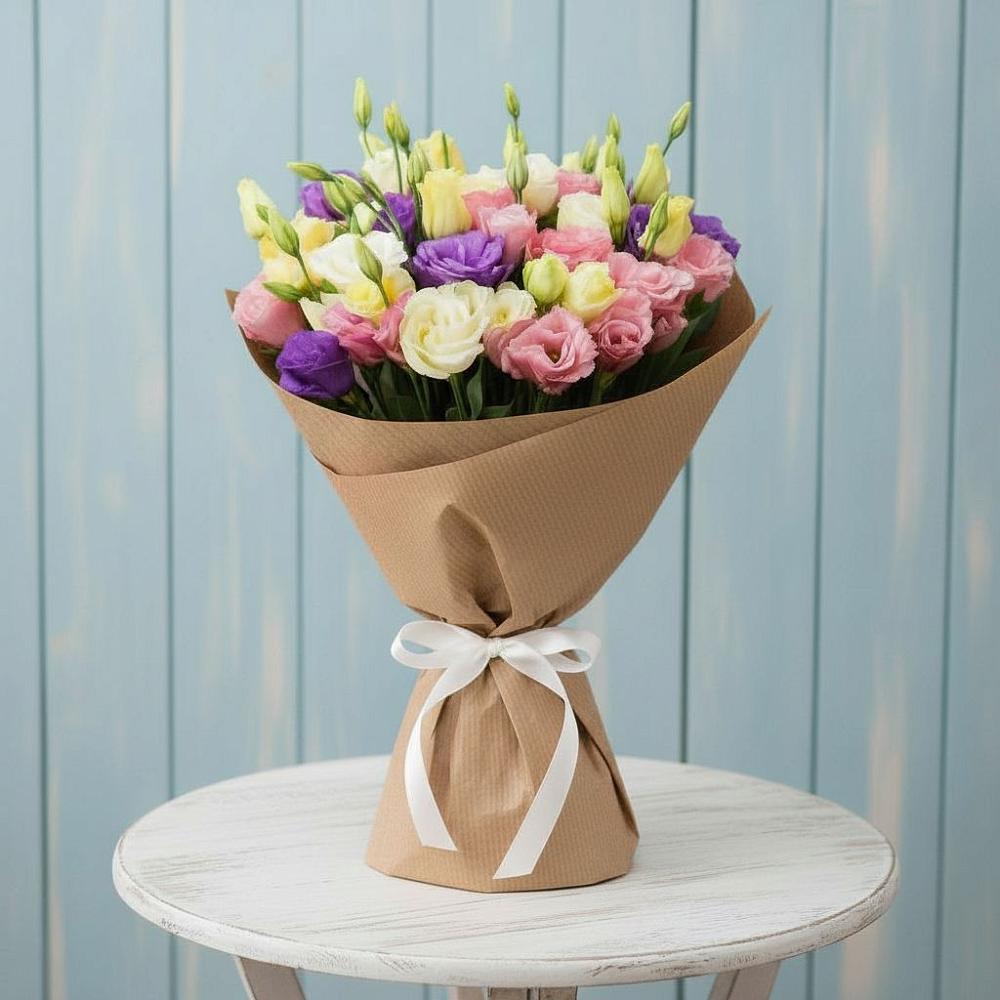 Букет цветов из: Лизиантусы в Великий двор