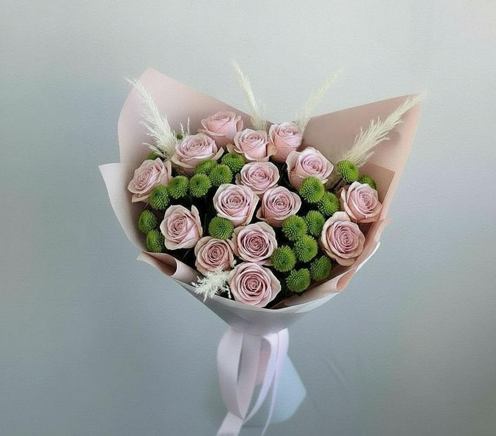 Букет цветов из: Розы и Хризантемы в Великий двор