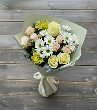 Букет цветов из:  Альстромерии, Розы и Хризантемы в Великий двор