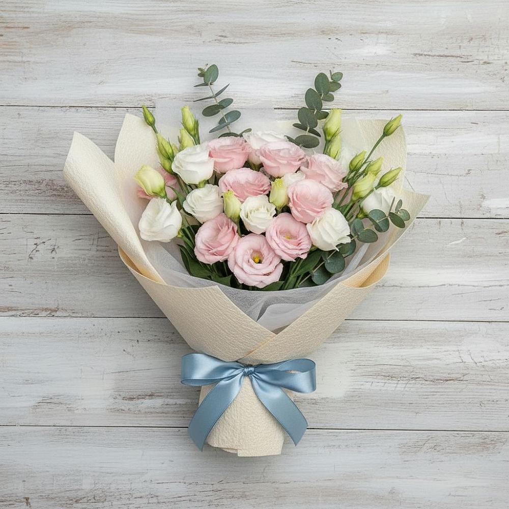 Букет цветов из: Лизиантусы в Великий двор